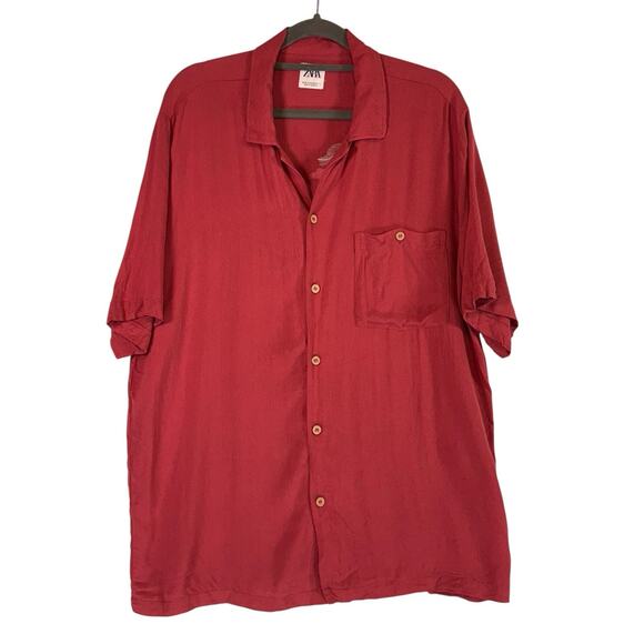 ZARA Mens Hawaiian Embroidered Shirt SIZE MEDIUM SEVENTH BEACH Button Camp Kawai - Picture 2 of 9